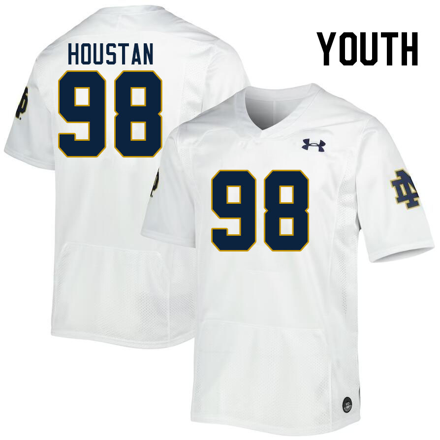 Youth #98 Devan Houstan Notre Dame Fighting Irish College Football Jerseys Stitched-White - Click Image to Close